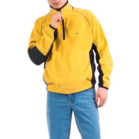 Vintage 90s Y2K Tommy Hilfiger Cold Stop Performance Fleece Jacket in Yellow XXL - Picture 9 of 10